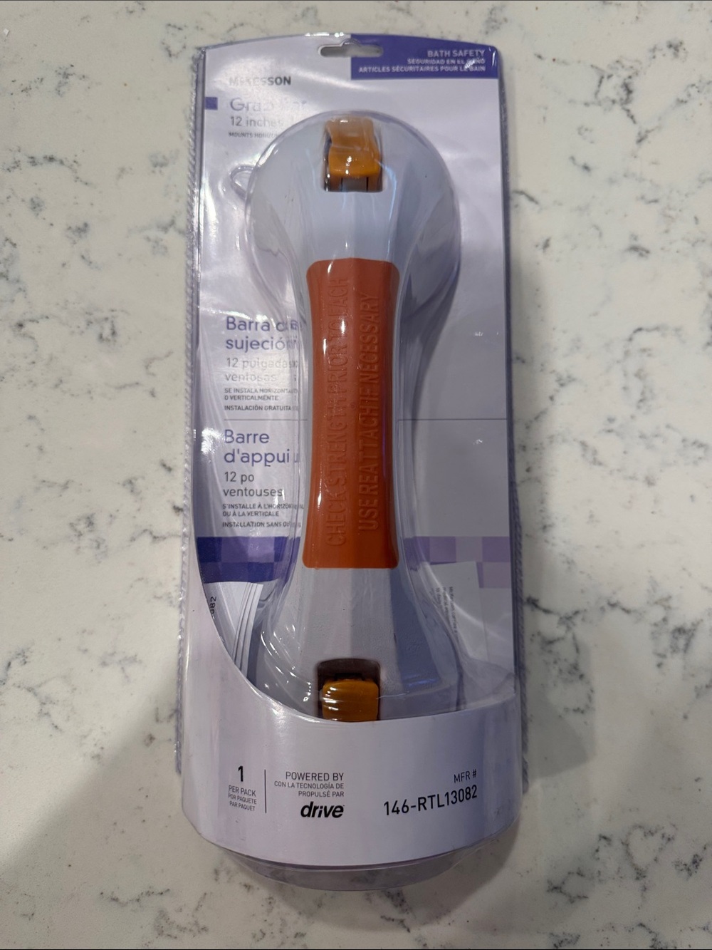Grab Bar Bath Safety Handle in Orange and White